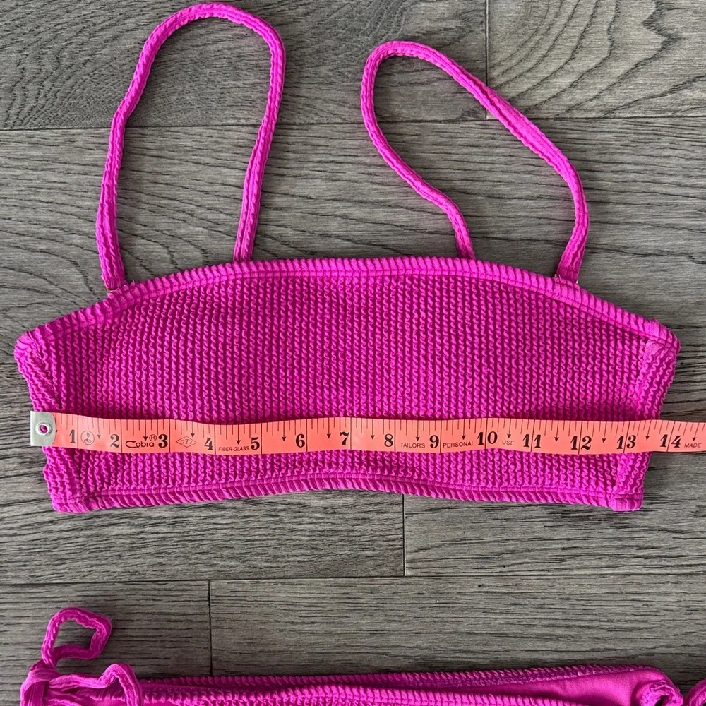 🌼No Boundaries🌼 Crinkle Pink Bandeau and Tie String Bikini Set